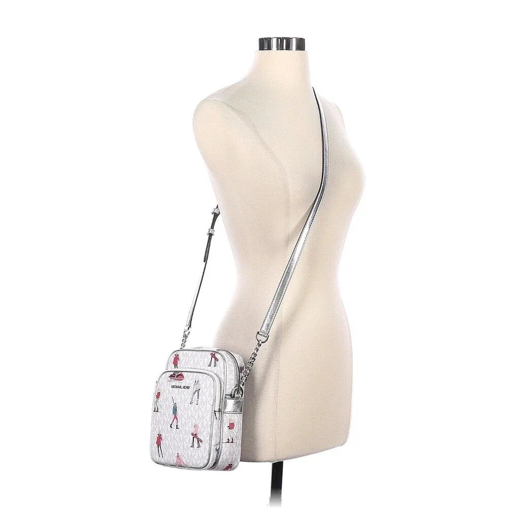 MICHAEL KORS Jet Set Girl Bright White Multi Leather Chain Crossbody Camera Bag